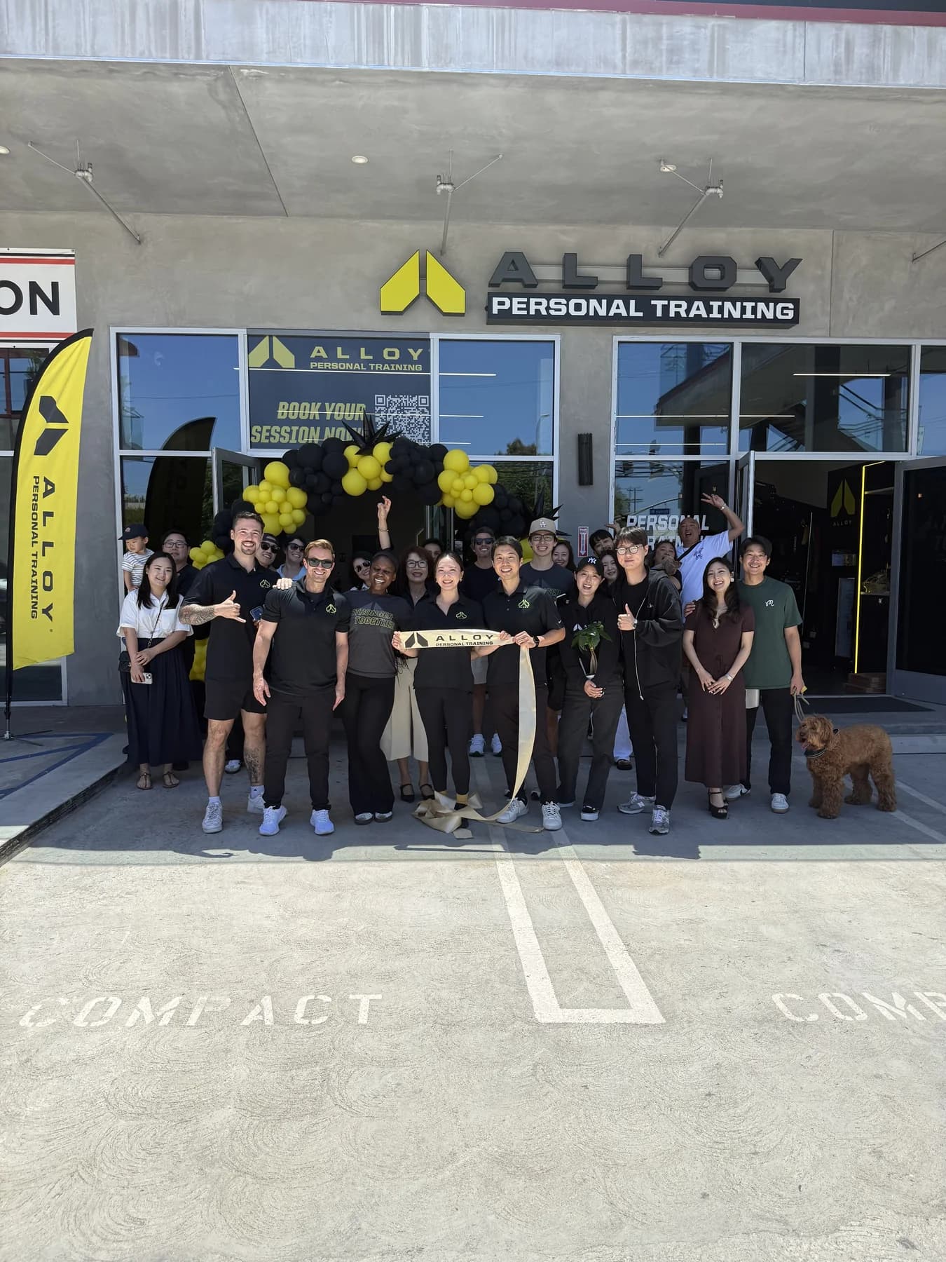 Members and coaches gathered outside the Alloy West LA studio