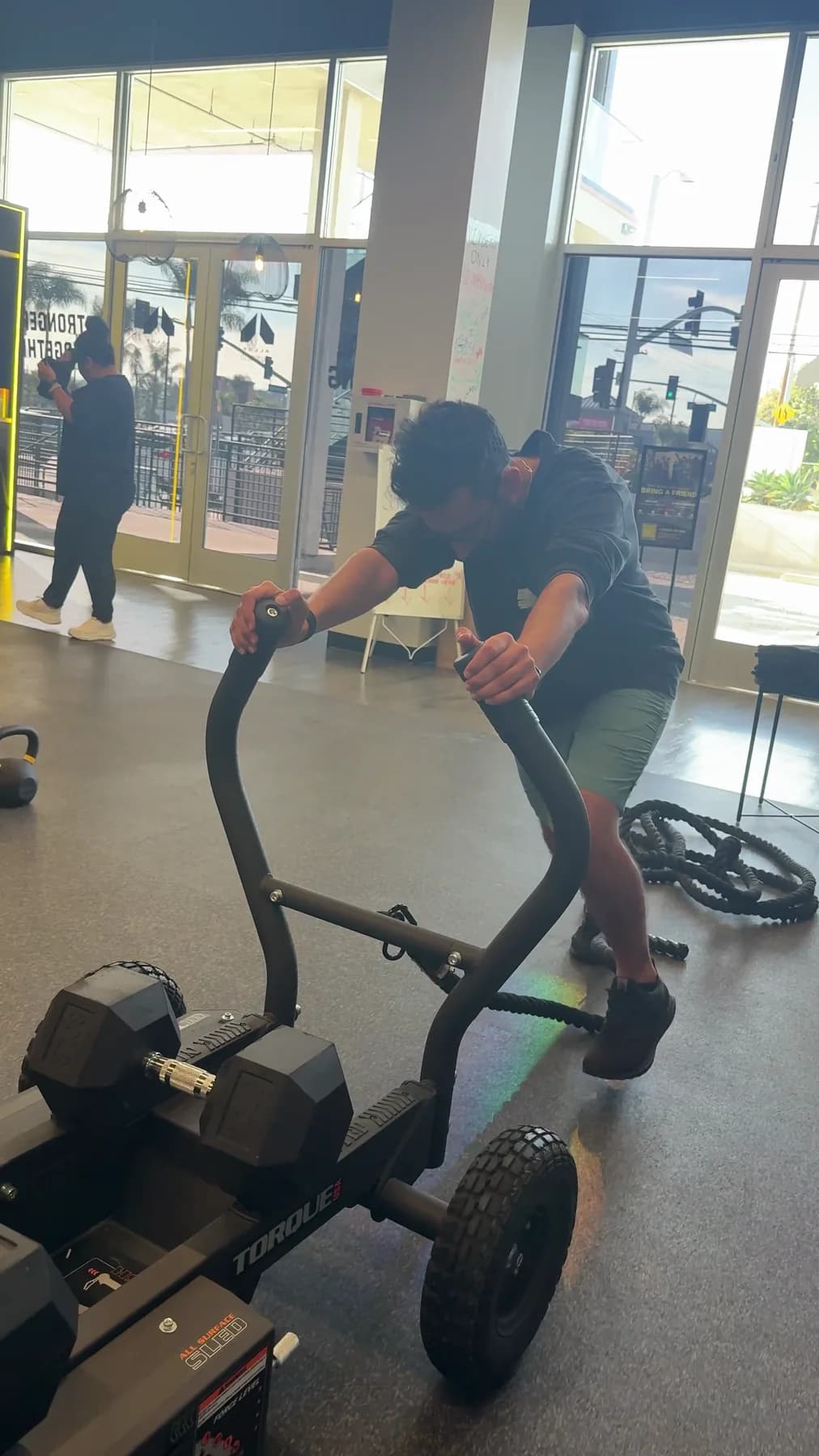 A member powering through a conditioning exercise
