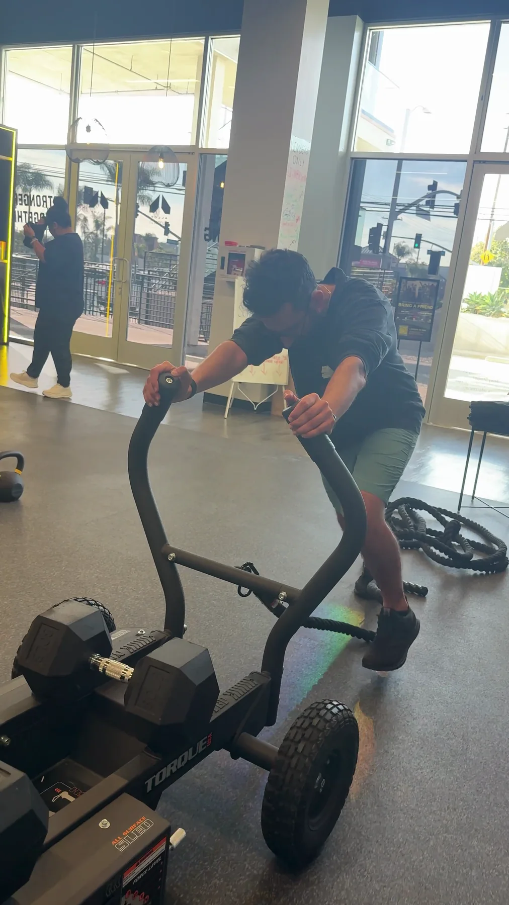 A member powering through a conditioning exercise